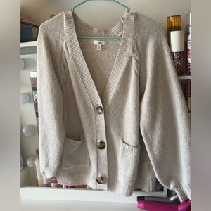 bp Cream Button-Front Relaxed Cardigan with Pockets